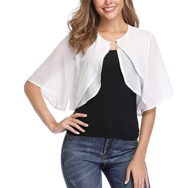 Chiffon Blouse Half Sleeve Chic Sleeveless Blouse