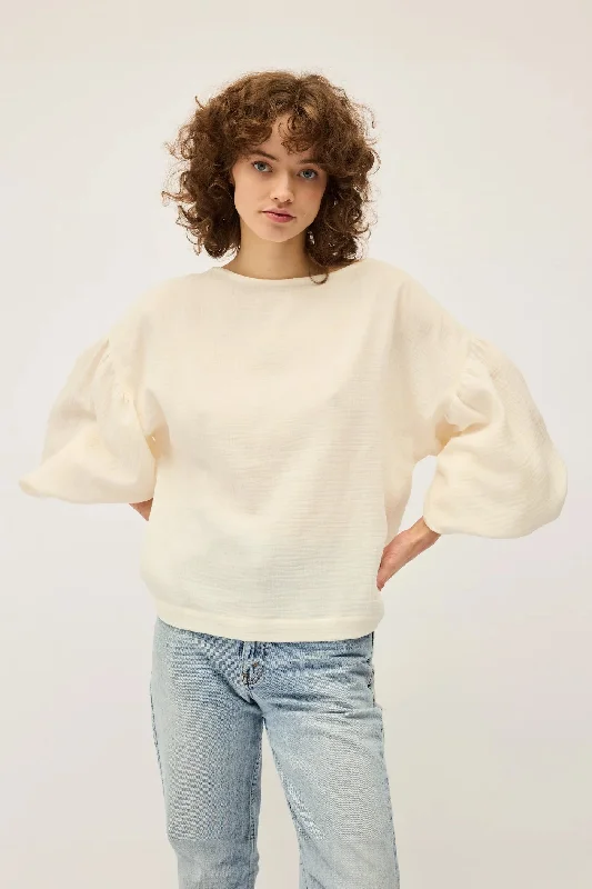 Dominique Healy - Bella Blouse, Cream Lightweight Chiffon Blouse