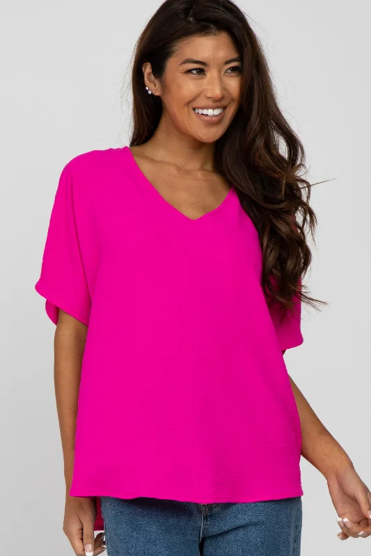 Magenta Short Sleeve Blouse Sleeveless Chiffon Blouse