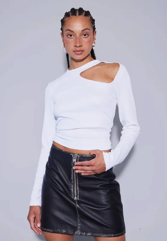 Party Cutout Blouse - White Modern Work Blouse