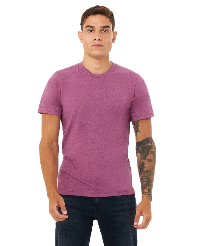 Bella+Canvas Unisex Heather CVC T-Shirt | Heather Magenta Ribbed T-Shirt High Neck Heavyweight