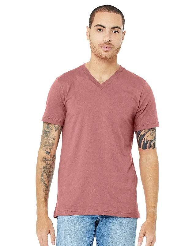 Bella+Canvas Unisex V-Neck T-Shirt | Mauve Anti-Shrink Durable Soft