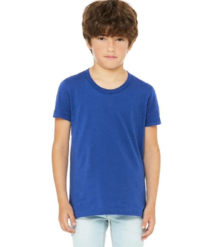 Bella+Canvas Youth Short Sleeve T-Shirt | True Royal Knit Fabric Woven Fabric Fleece Fabric