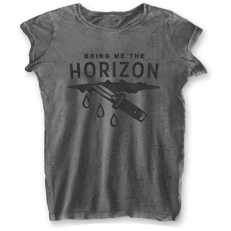 Bring Me The Horizon Ladies Fashion T-Shirt: Wound (Burn Out) Rayon Velvet Corduroy