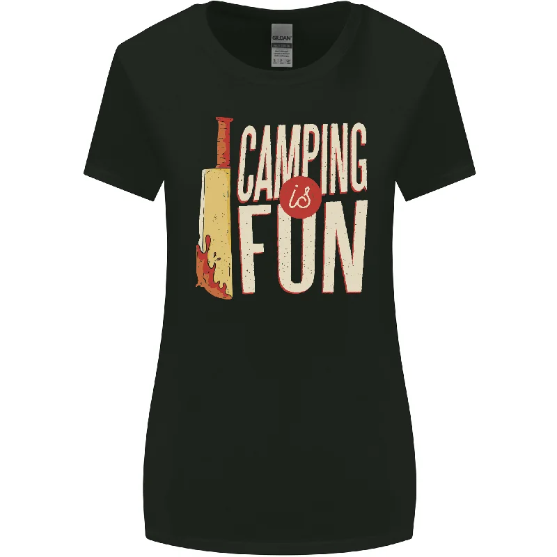 Camping is Fun Funny Murder Halloween Womens Wider Cut T-Shirt Handmade Hand-knitted Hand-woven Camping is Fun Funny Murder Halloween Womens Wider Cut T-Shirt Handmade Hand-knitted Hand-woven