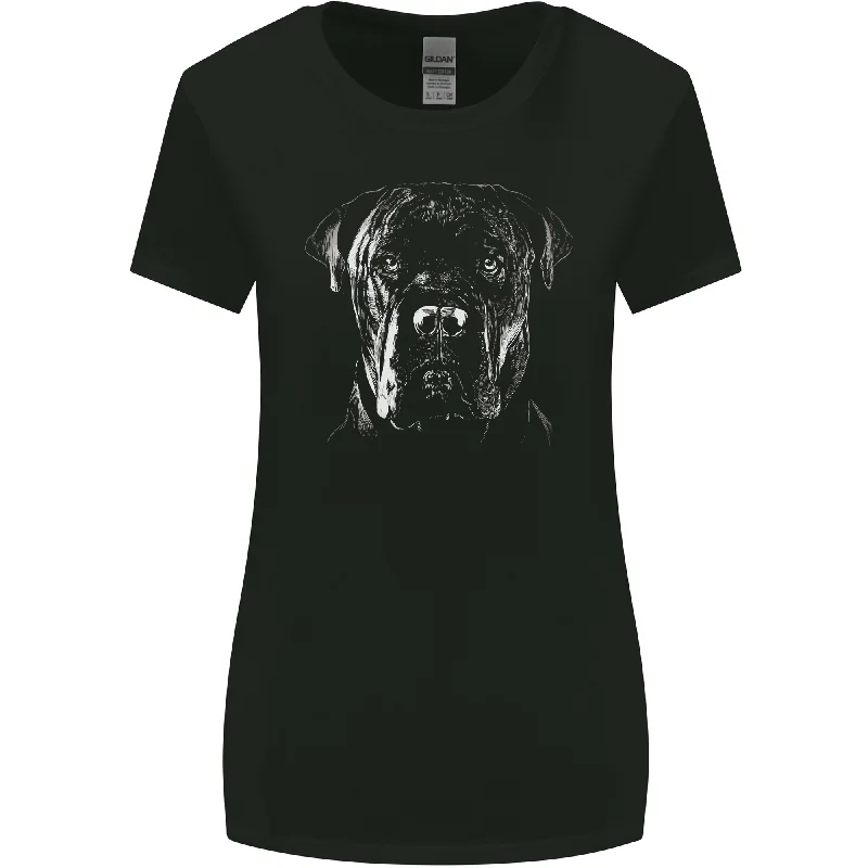 Cane Corso Head Shot Dog Womens Wider Cut T-Shirt Zippered Front Buttoned Front Snap Front