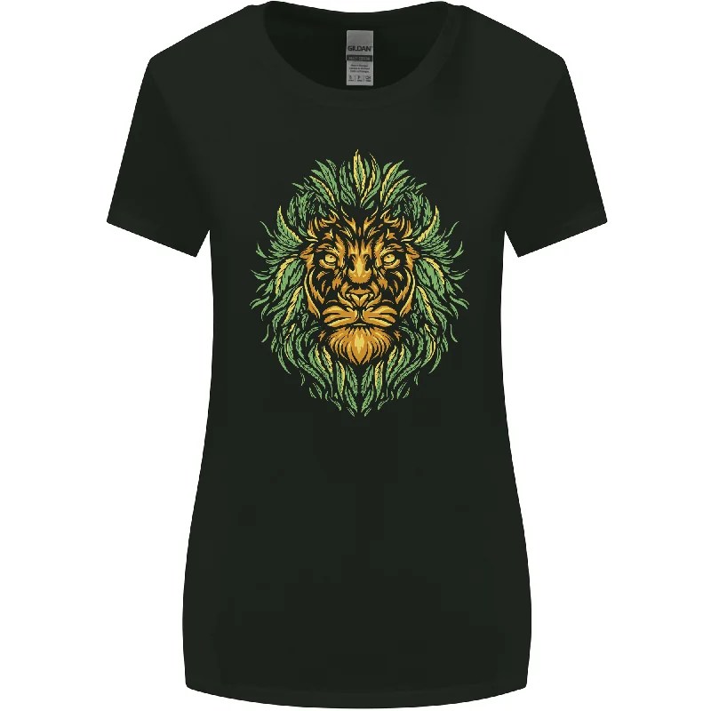 Cannabis Lion Weed Marijuana Weed Womens Wider Cut T-Shirt Real Fur Shearling Chenille