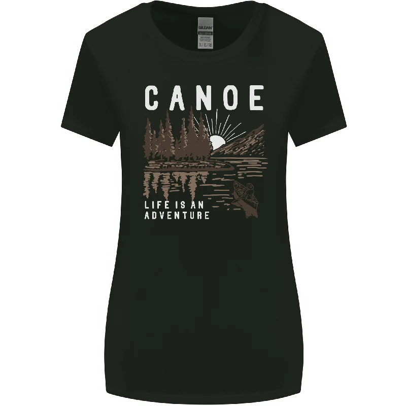 Canoe Adventure Canoeing Kayak Kayaking Womens Wider Cut T-Shirt Notch Collar Peter Pan Collar Cowl Neck