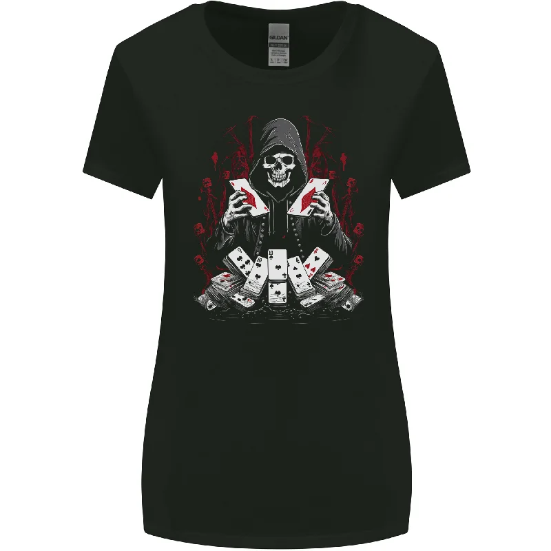 Card Playing Grim Reaper Poker Womens Wider Cut T-Shirt Mesh Fabric Canvas Fabric Denim Fabric