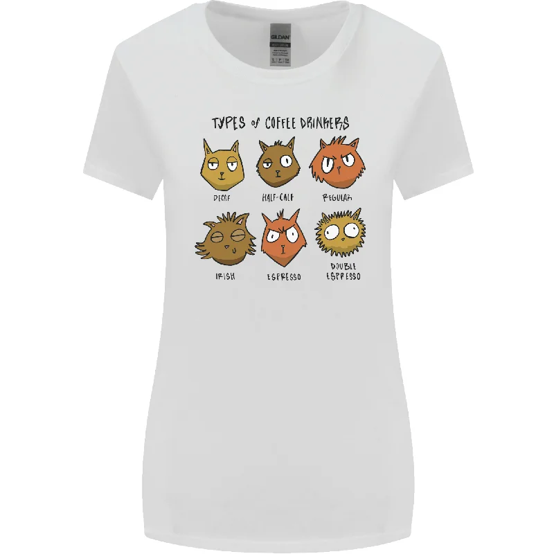 Cats Types of Coffee Drinkers Womens Wider Cut T-Shirt Terry Blend Velvet Blend Canvas Blend