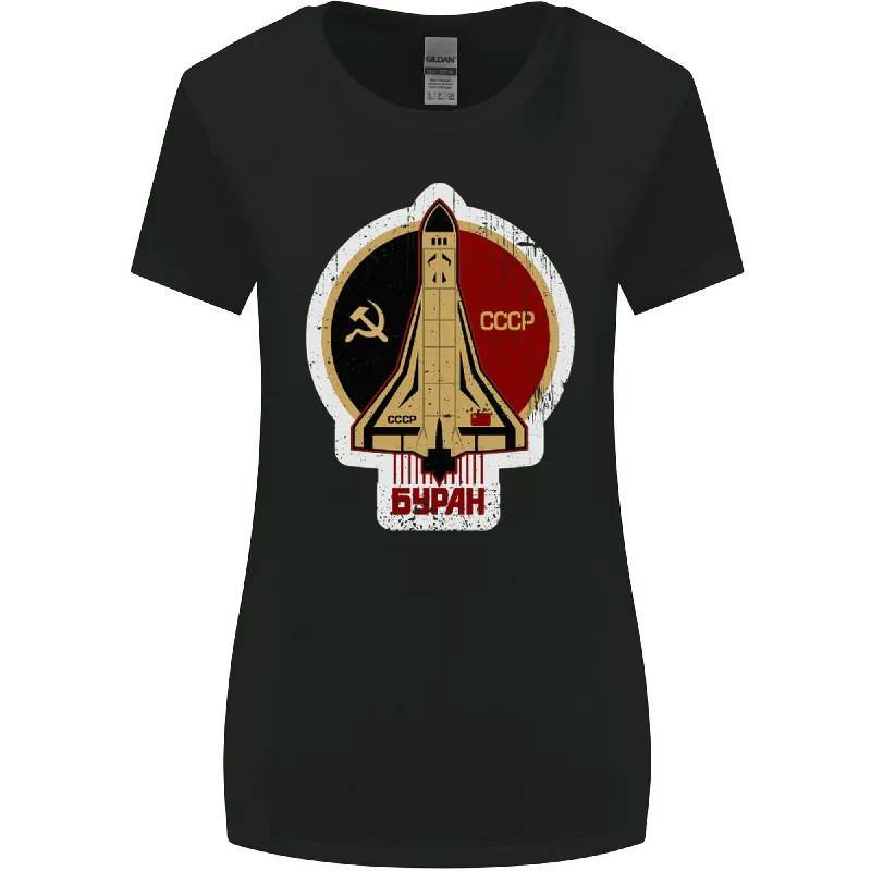 CCCP Soviet Space Program Womens Wider Cut T-Shirt Terry Blend Velvet Blend Canvas Blend