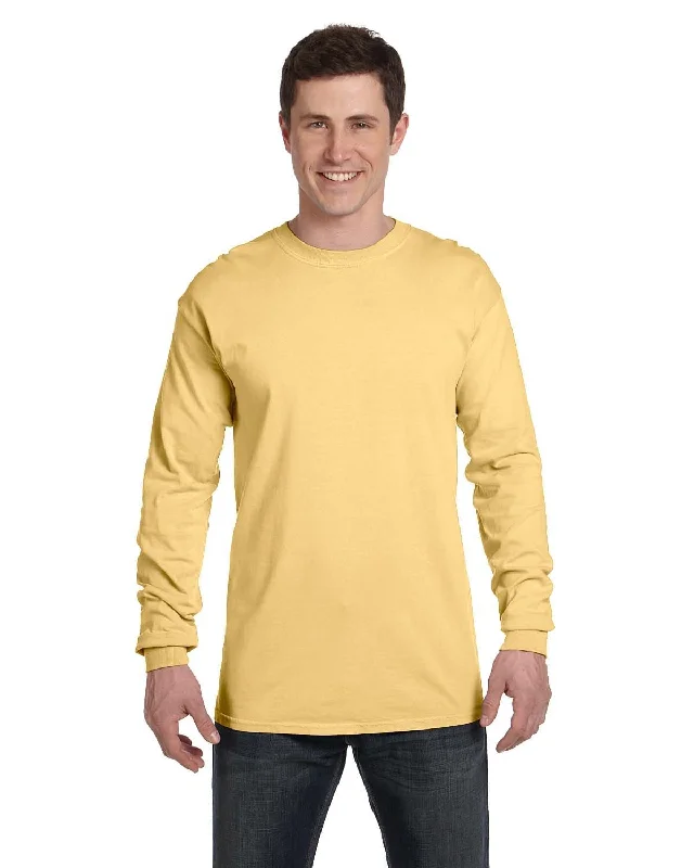 Comfort Colors Garment-Dyed Long Sleeve T-Shirt | Butter Notch Collar Peter Pan Collar Cowl Neck Comfort Colors Garment-Dyed Long Sleeve T-Shirt | Butter Notch Collar Peter Pan Collar Cowl Neck