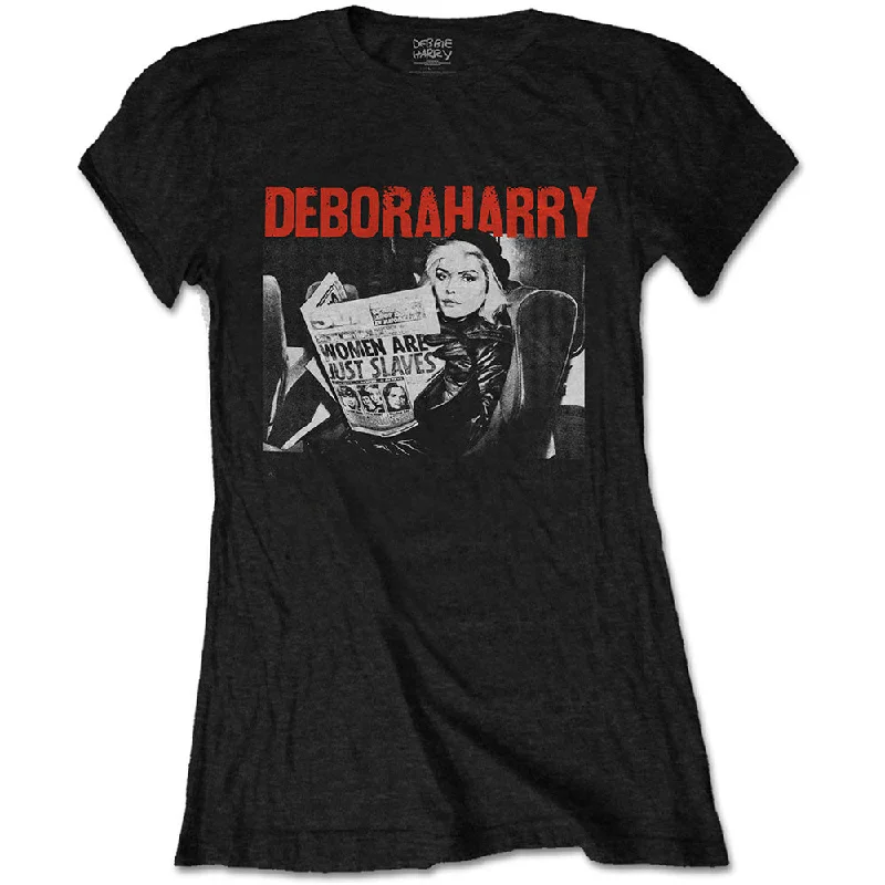 Debbie Harry Ladies T-Shirt: Women Are Just Slaves Denim Fabric Leather Fabric Suede Fabric