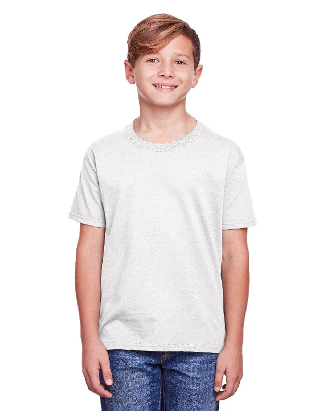 Fruit of the Loom Youth ICONIC T-Shirt | White Print Jacquard Patchwork