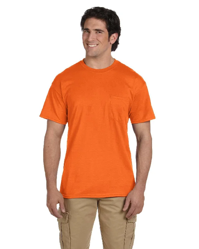 Gildan DryBlend 50/50 Pocket T-Shirt | S Orange Notch Collar Peter Pan Collar Cowl Neck