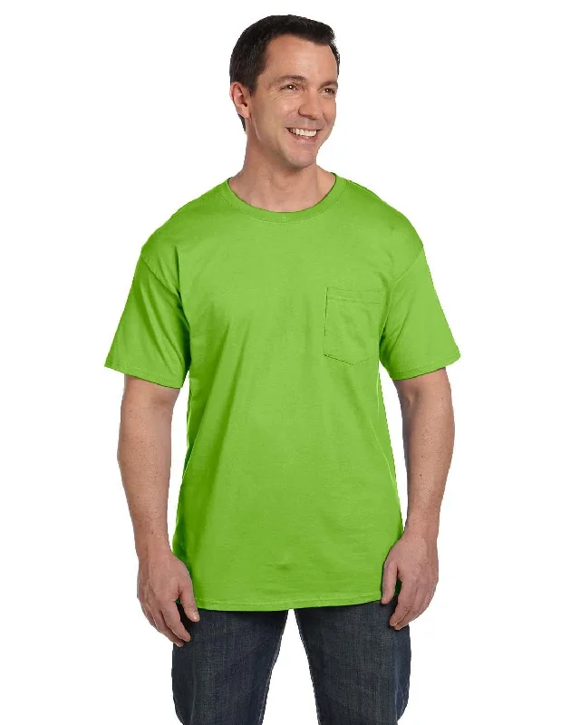 Hanes Beefy-T Pocket T-Shirt | Lime Knit Fabric Woven Fabric Fleece Fabric