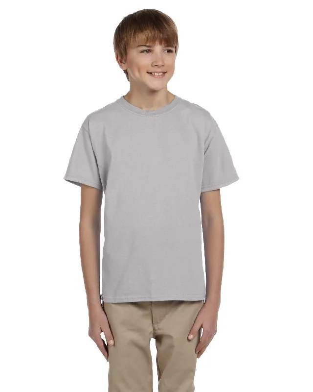 Hanes Youth Heavyweight 50/50 T-Shirts | Light Steel Asymmetrical Pockets Print