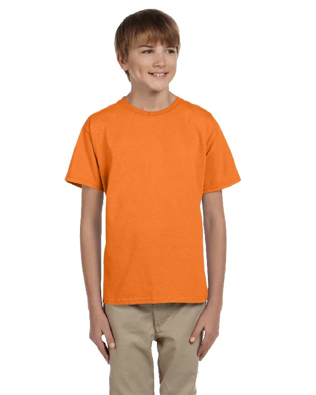 Hanes Youth Heavyweight 50/50 T-Shirts | Safety Orange Mesh Blend Leather Blend Suede Blend