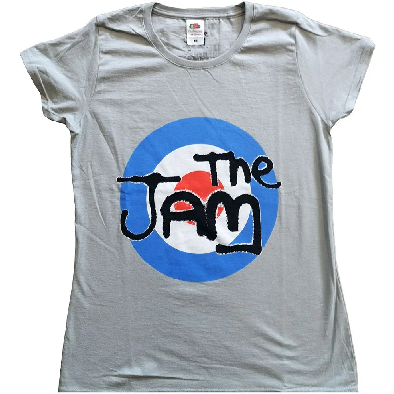 The Jam Ladies T-Shirt: Spray Target Logo Hooded Caped Shawl Collar