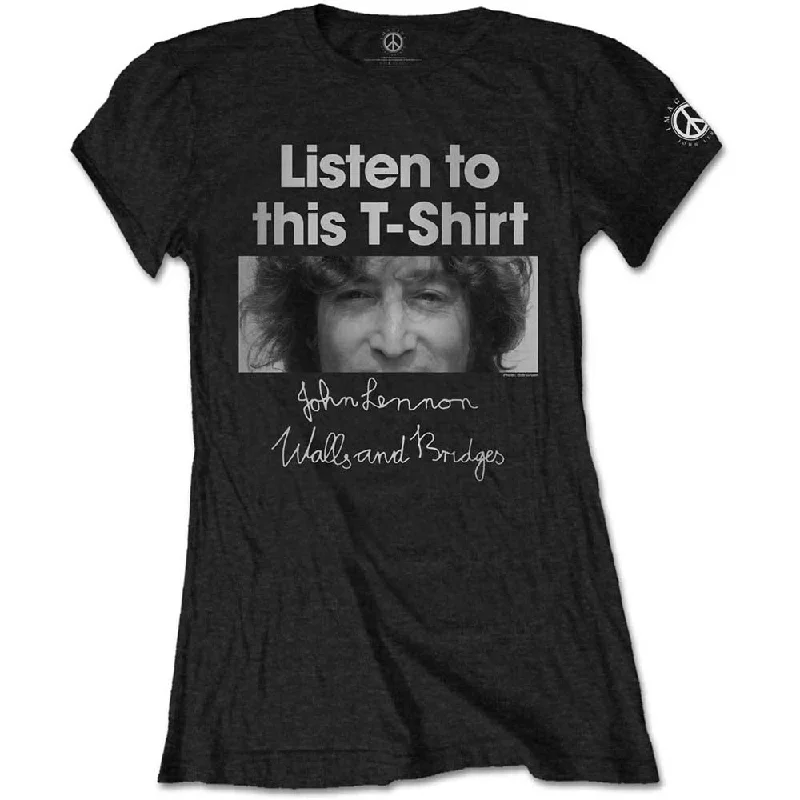 John Lennon Ladies T-Shirt: Listen Lady Polka Dot Checkered Tartan