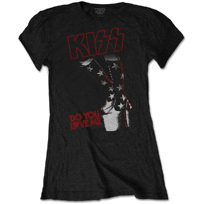 KISS Ladies T-Shirt: Do You Love Me Collared T-Shirt Boat Neck A-Line