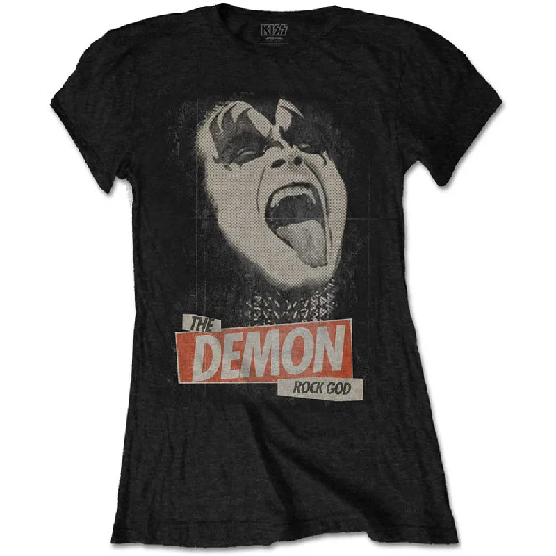 KISS Ladies T-Shirt: The Demon Rock Fleece Nylon Spandex