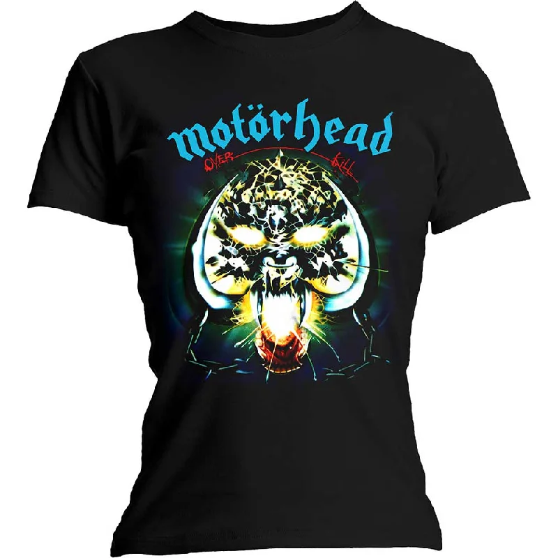 Motorhead Ladies T-Shirt: Overkill Beaded Sequined Faux Fur