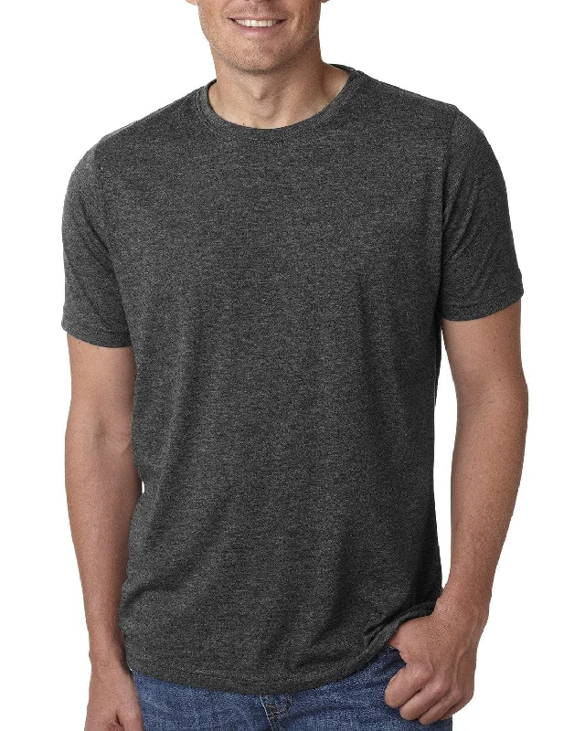 Next Level Mens Poly/Cotton Short Sleeve Crew T-Shirt | Charcoal Solid Print Embellished