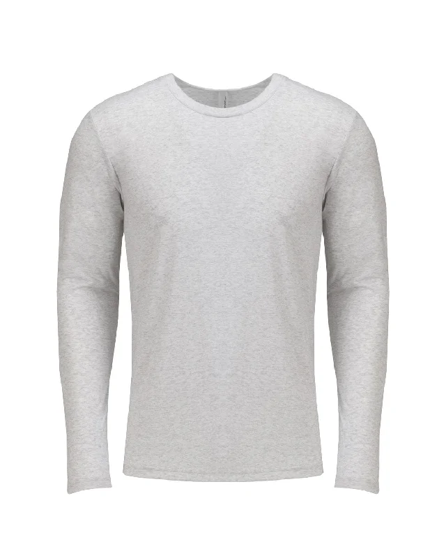 Next Level Triblend Long Sleeve Tee | Heather White Mesh Blend Leather Blend Suede Blend