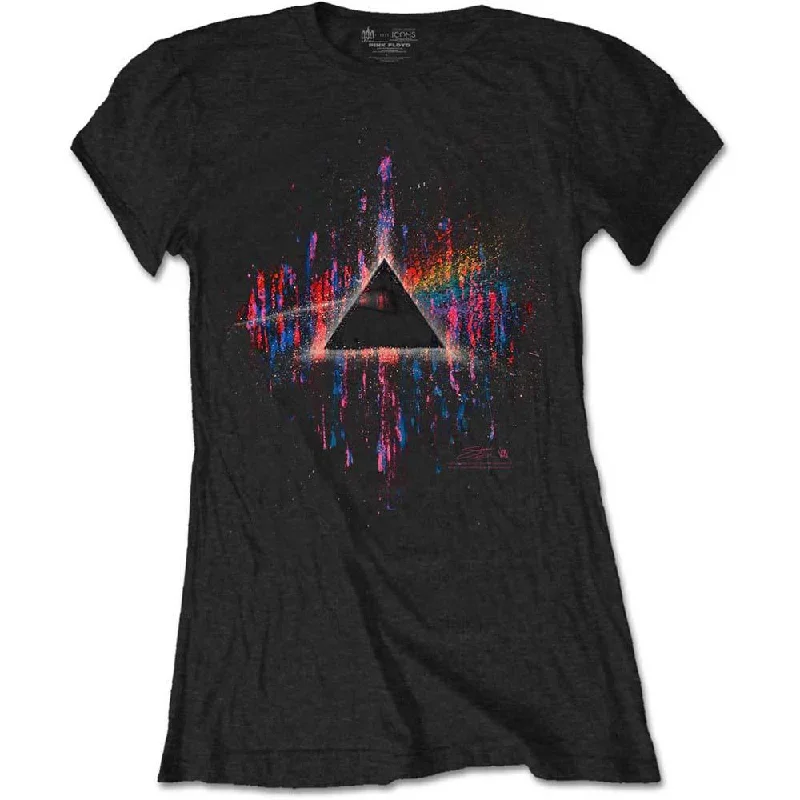 Pink Floyd T-Shirt: Dark Side of the Moon Pink Splatter Mesh Blend Leather Blend Suede Blend