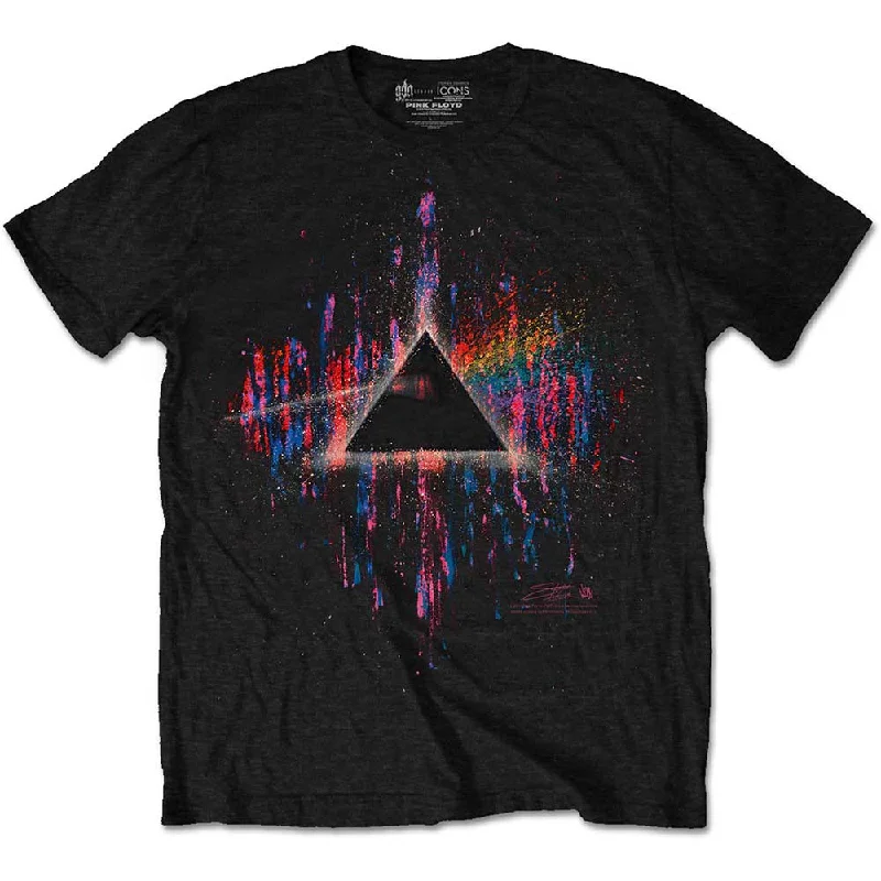 Pink Floyd T-Shirt: Dark Side of the Moon Pink Splatter Hooded Caped Shawl Collar