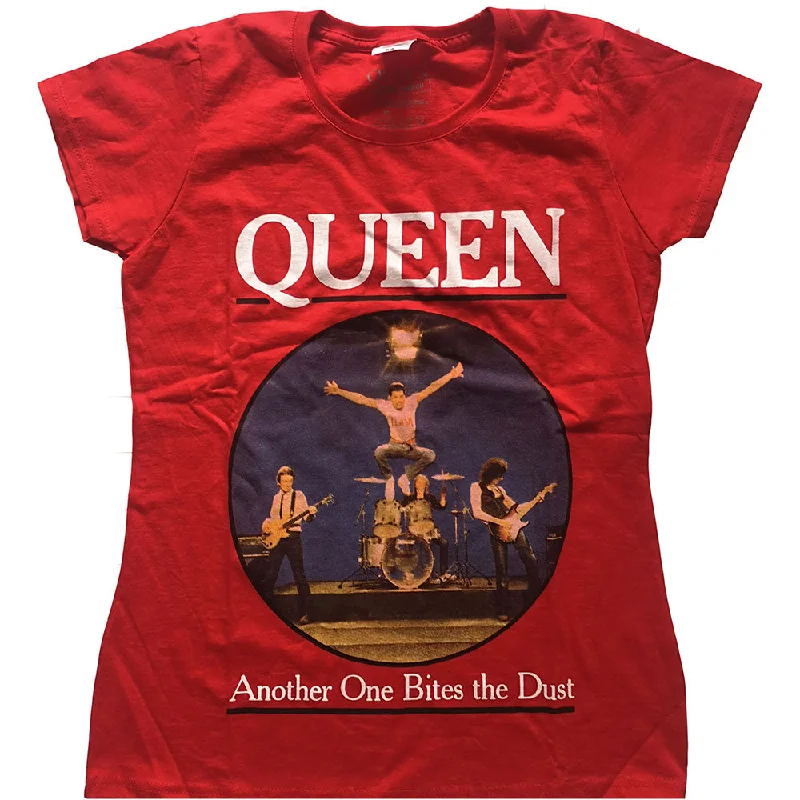 Queen Ladies T-Shirt: Another One Bites The Dust Ribbed Striped Patterned