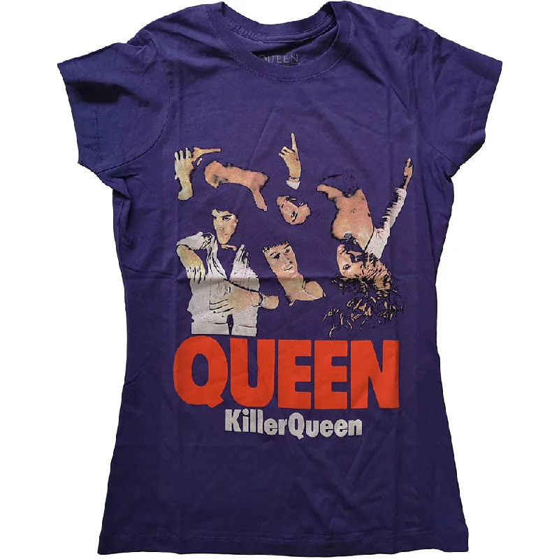 Queen Ladies T-Shirt: Killer Queen Zippered Front Buttoned Front Snap Front