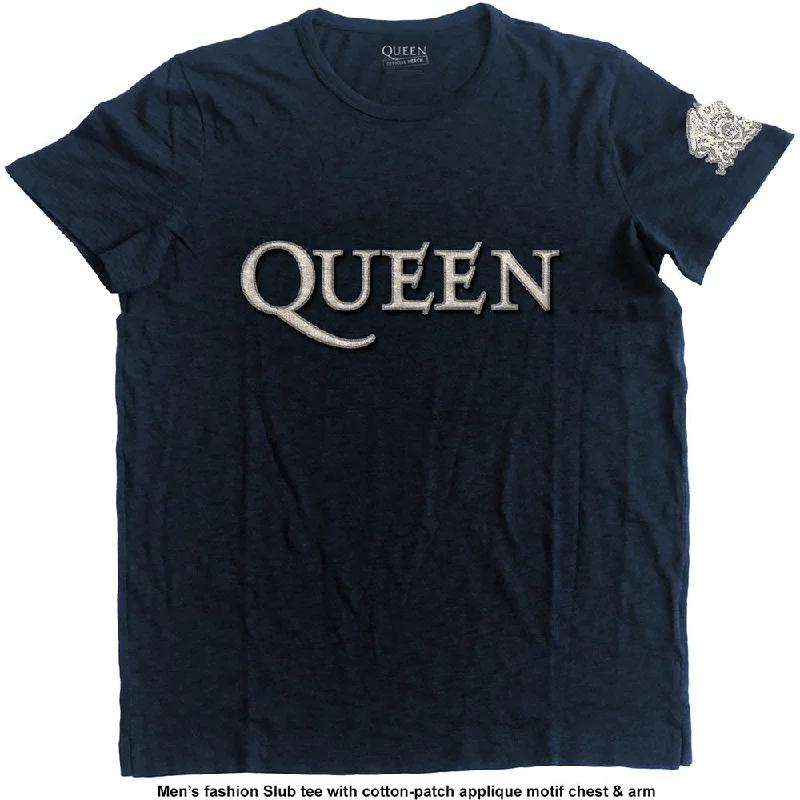 Queen Unisex Fashion T-Shirt: Logo & Crest (Applique Motifs) Anti-Pilling Machine Wash Handmade