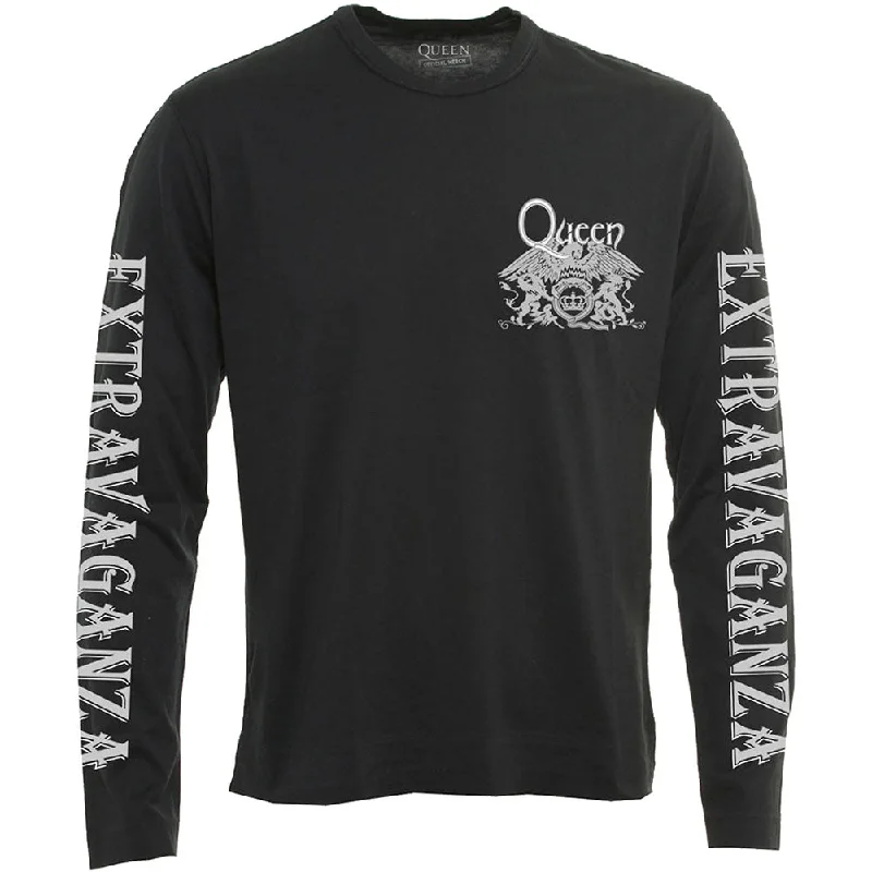 Queen Unisex Long Sleeved T-Shirt: Extravaganza (Arm Print) Basic T-Shirt Crew Neck Short Sleeve