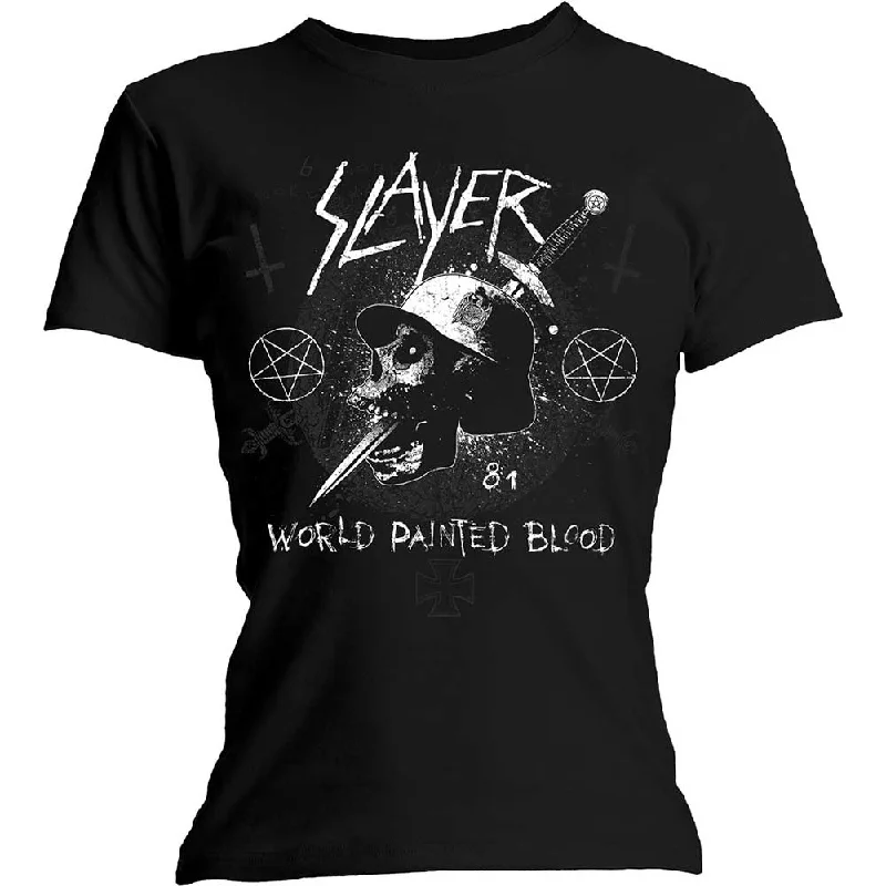 Slayer Ladies T-Shirt: Dagger Skull Handmade Hand-knitted Hand-woven