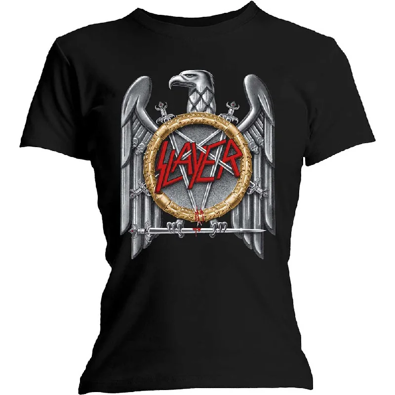 Slayer Ladies T-Shirt: Silver Eagle Iron Safe Non-Iron Wrinkle Free