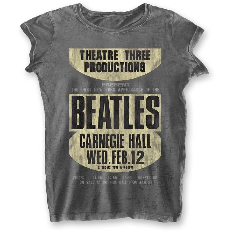 The Beatles Ladies Fashion T-Shirt: Carnegie Hall (Burn Out) Chenille Blend Fleece Blend Nylon Blend