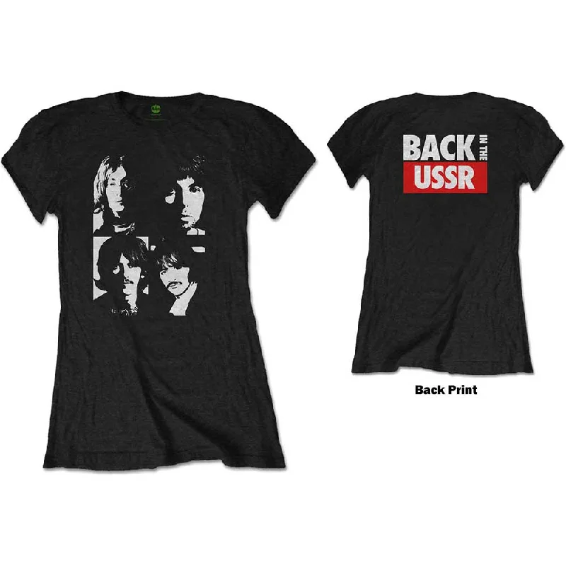 The Beatles Ladies T-Shirt: Back in the USSR (Back Print) Thin T-Shirt Open Front Quick Dry