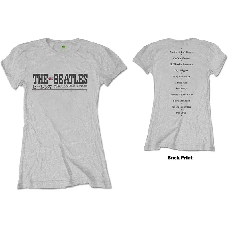 The Beatles Ladies T-Shirt: Budokan Set List (Back Print) Polka Dot Checkered Tartan