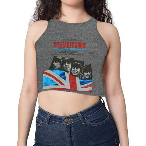 The Beatles Ladies Vest T-Shirt: The Beatles Story with Cropped Styling and Hotfix Applications Boxy Fit Fitted Loose