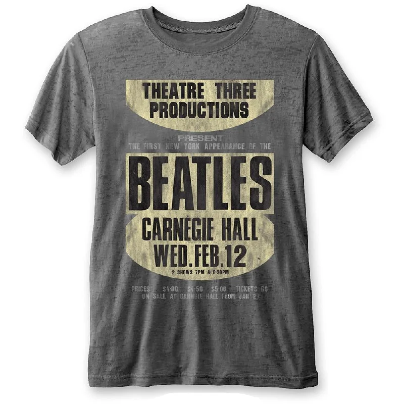 The Beatles Unisex Fashion T-Shirt: Carnegie Hall (Burn Out) Graphic Embroidered Appliqued