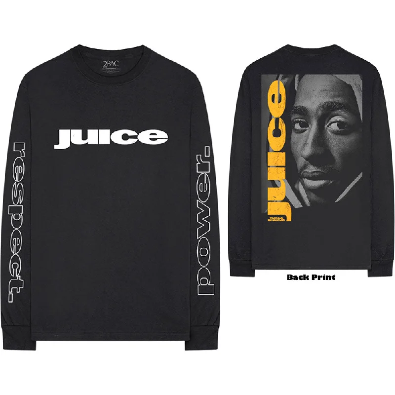 Tupac Unisex Long Sleeved T-Shirt: Respect (Back & Arm Print) Thin T-Shirt Open Front Quick Dry