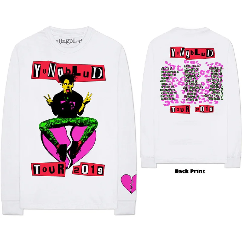 Yungblud Unisex Long Sleeved T-Shirt: Tour (Back & Sleeve Print) Hooded Caped Shawl Collar