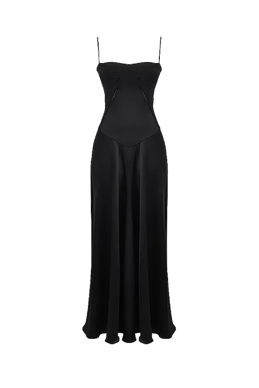 Anabella Black Lace Up Maxi Dress by House of CB Classic Black Maxi Dress