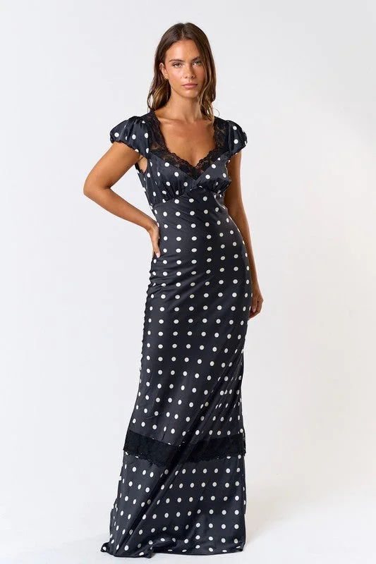 PREORDER - Butterfly Babe Polka Dot Maxi Dress Fashionable Halter Neck Maxi Dress