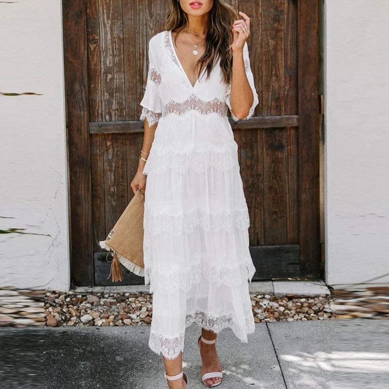 Clarice Boho Maxi Dress Fashionable Maxi Dress with Fringe