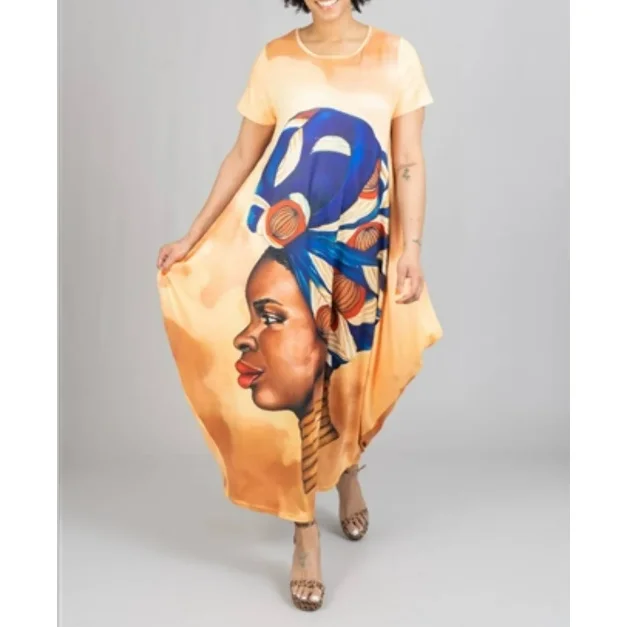 Comfortable African Queen Bubble Jersey Dress, Maxi Dress Fashionable Chiffon Tiered Maxi Dress