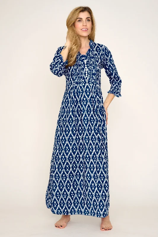 Cotton Annabel Maxi Dress in Blue Diamond Cozy Knit Maxi Dress