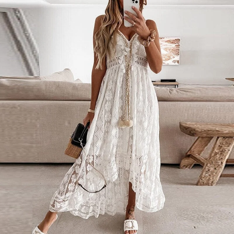 Eileen Boho Maxi Dress Cozy Ruffle Sleeve Maxi Dress